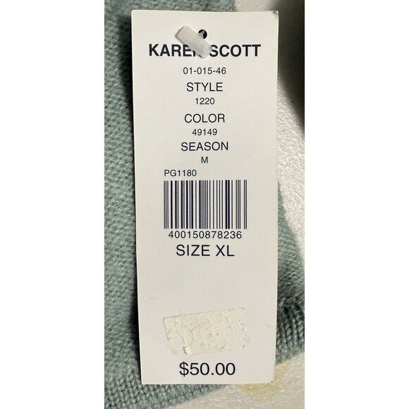 Karen Scott Women Pure Wool Green Floral Embroidered Cardigan Cottagecore XL NWT - Picture 5 of 10